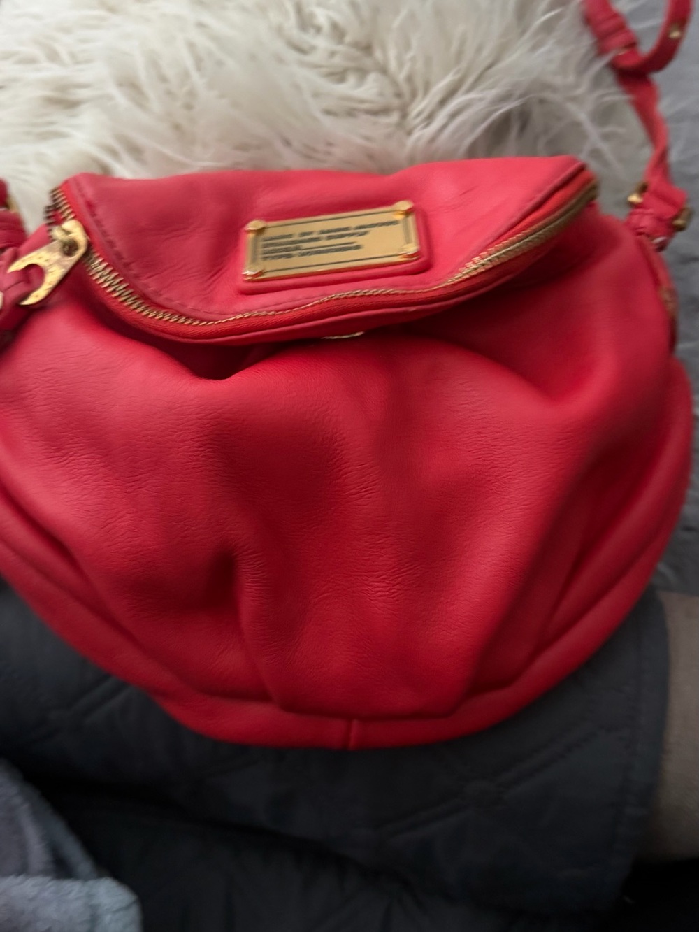 Marc by Marc Jacobs Red Leather Hobo Shoulder Bag with Gold Hardware